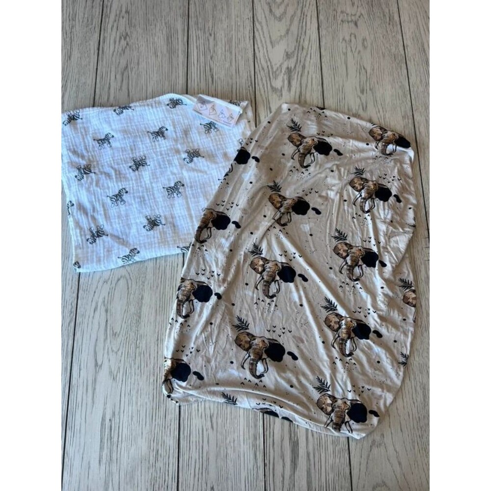 Cotton Muslin Swaddle Zebra Blanket Posh Peanut Elephant Changing Pad Cover